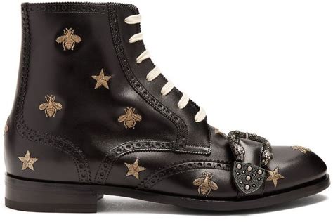 gucci embroidered lace up boots mens|gucci high heel boots.